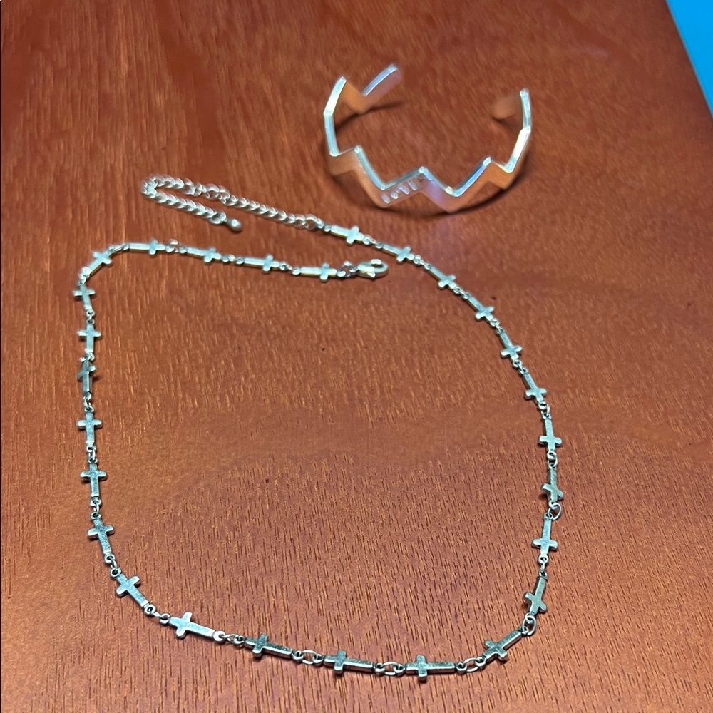 925 Cross Necklace and bracelet